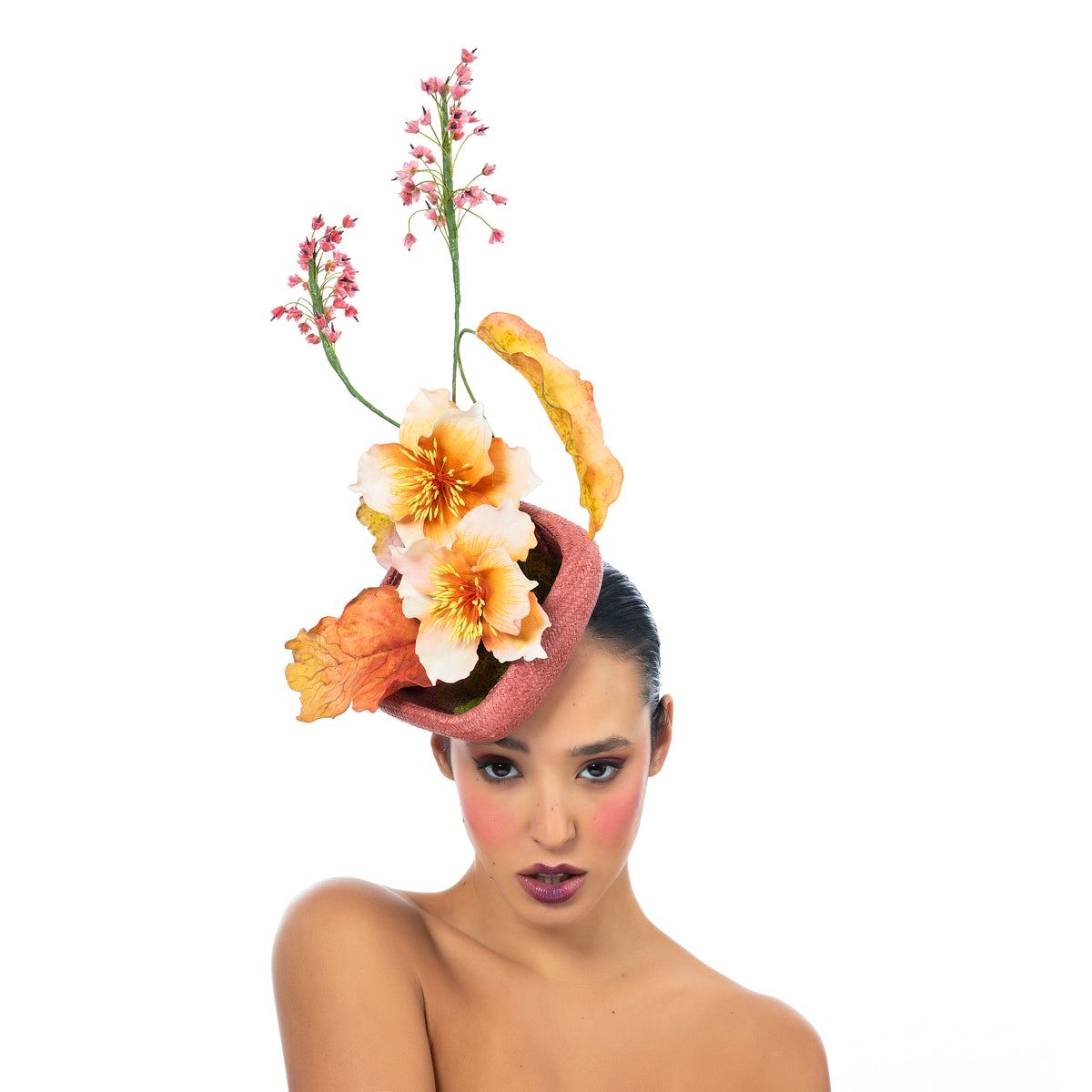 Orange Hellebores Fascinator – Maor Zabar